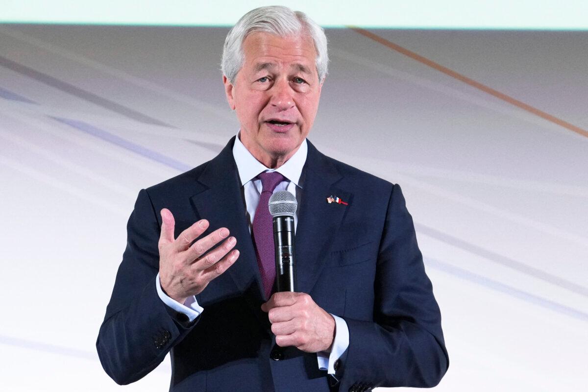 JPMorgan Chase CEO Jamie Dimon speaks during the Global Markets Conference in Paris on May 15, 2025. (Michel Euler/Pool via REUTERS/File Photo)