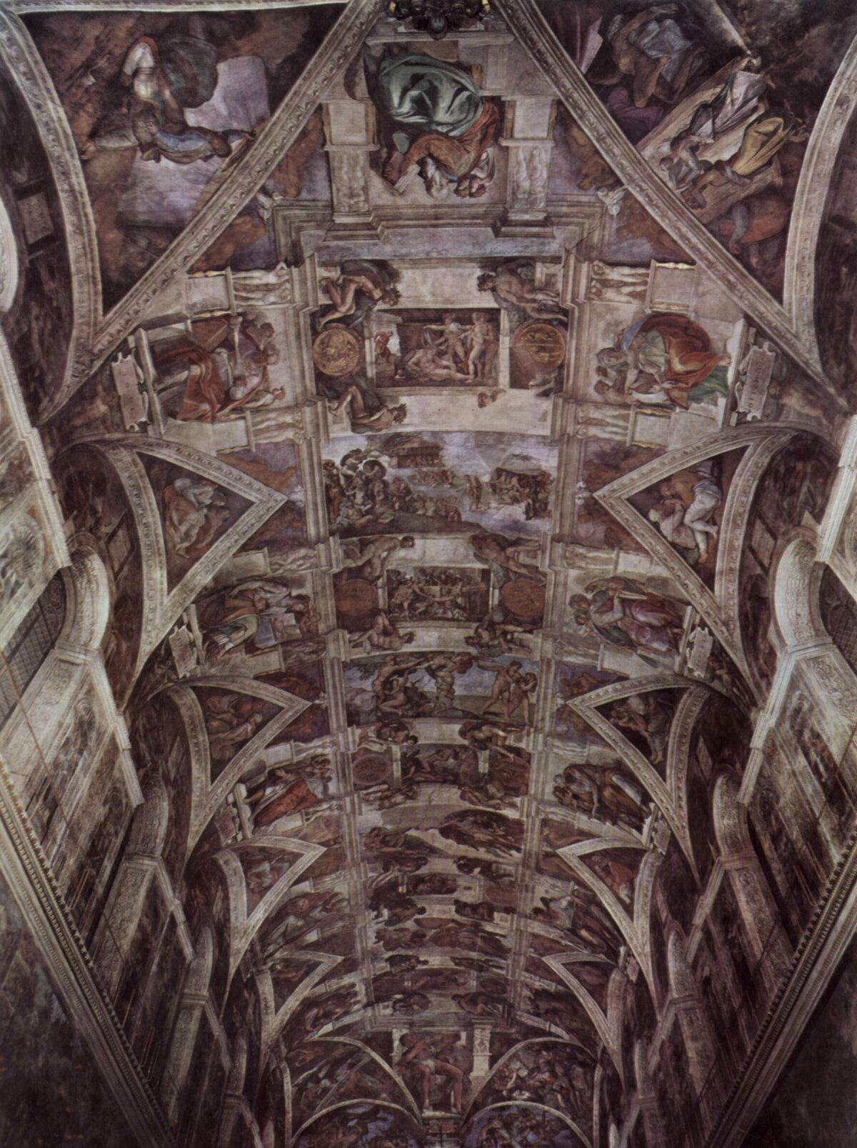 The ceiling before the restoration. (Public Domain)