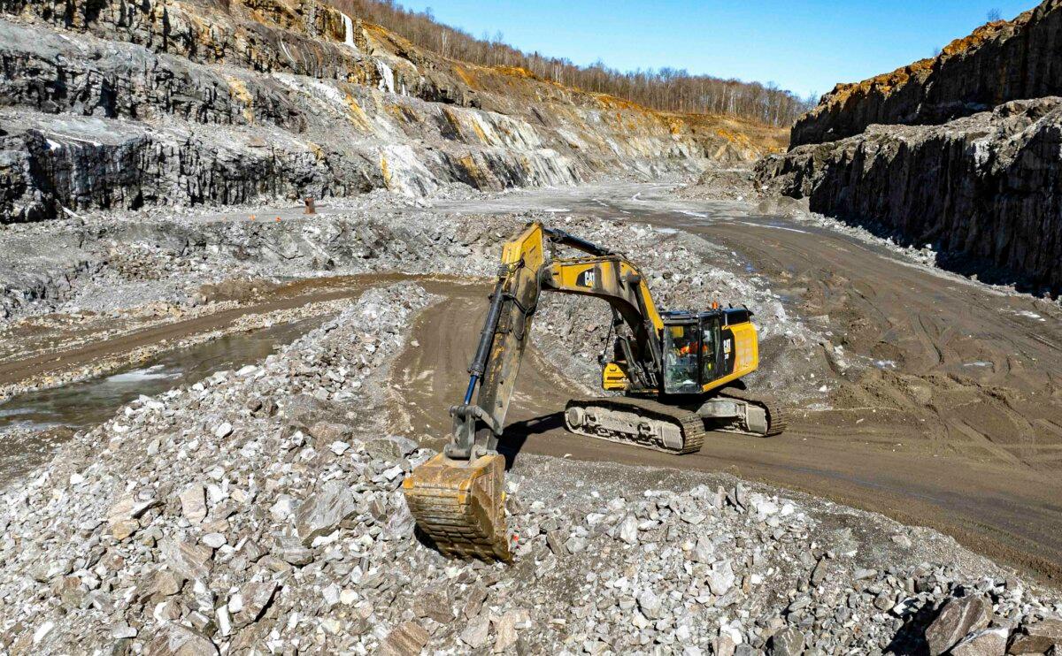 An aerial view of the Northern Graphite mine in Lac-des-Iles, Quebec, on March 7, 2024. (Sebastien St-Jean/AFP via Getty Images)