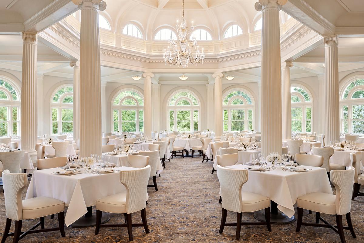 The American Audubon Dining Room, or Main Dining Room, features an elegant setting that showcases Virginia's refined heritage. (Omni Hotels & Resorts)