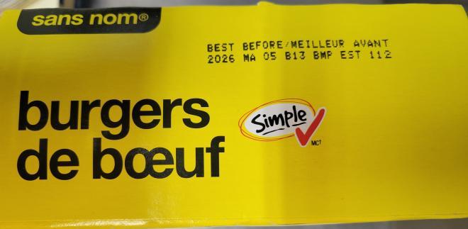 The Canadian Food Inspection Agency has issued a recall for No Name frozen beef burgers, which were sold across the country in 1.36 kilogram boxes. (Canadian Food Inspection Agency photo)