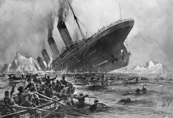 An engraving of the Titanic sinking, 1912, by Willy Stöwer. (Public Domain)
