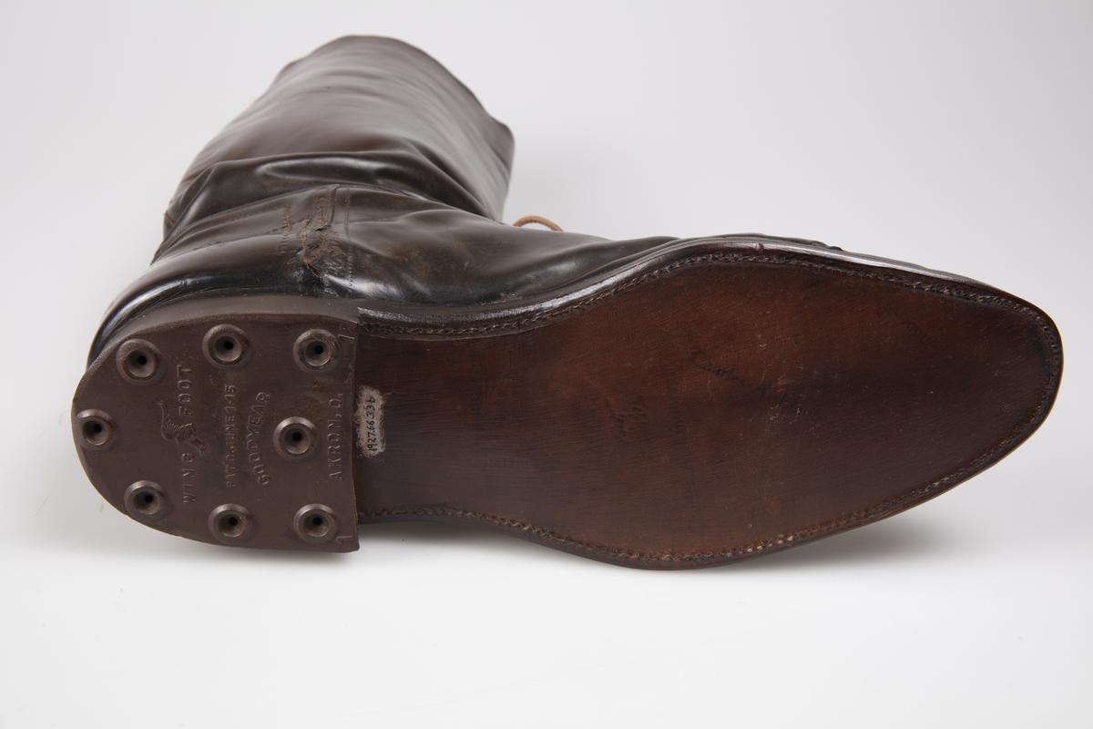 Charles A. Lindbergh’s mid-1920s aviator boots were made by Nettleton in Syracuse, New York, with Goodyear heels. Missouri Historical Society. (Public Domain)