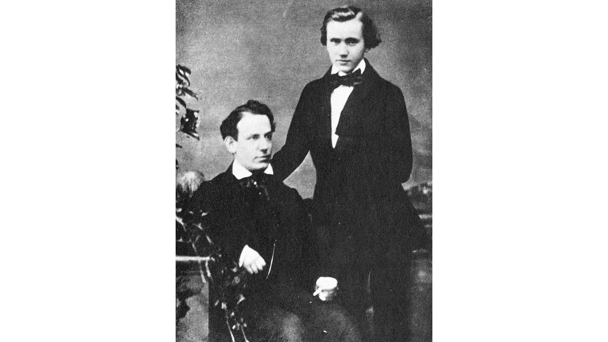 (L) Eduard Remenyi took Brahms under his wing when they first met in Hamburg, Germany. (Public Domain)