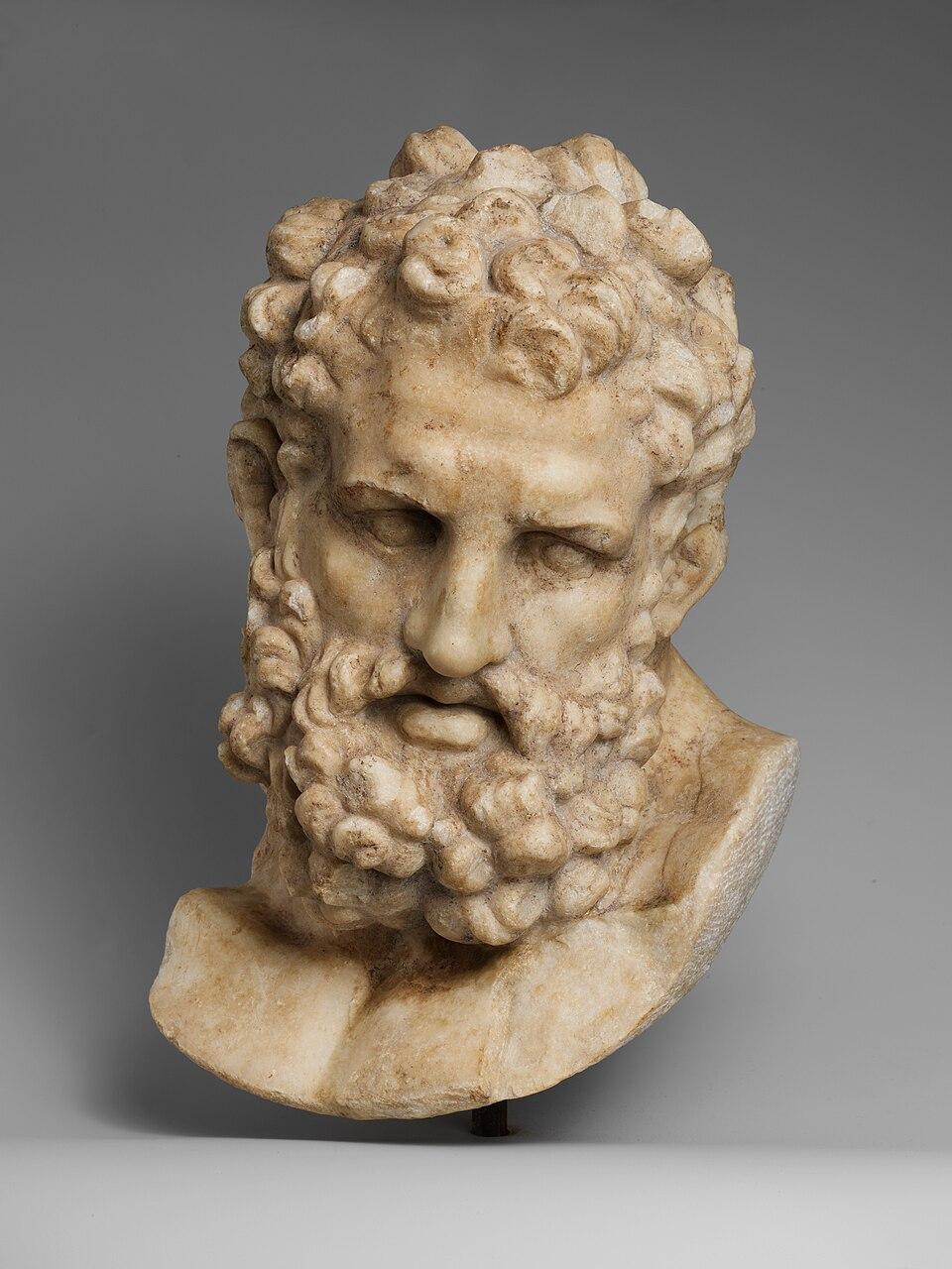 Marble head of Herakles, first century A.D. Marble. Metropolitan Museum of Art, New York City. (Public Domain)