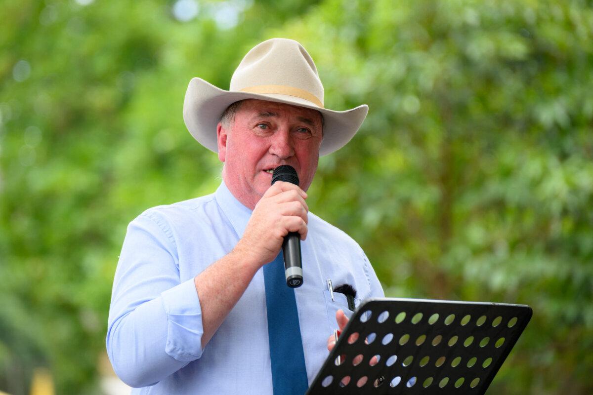Former Deputy Prime Minister and One Nation member Barnaby Joyce speaks during the 'Put Australia First' rally in Sydney, Australia, on Dec. 21, 2025. (George Chan/ AFP via Getty Images)