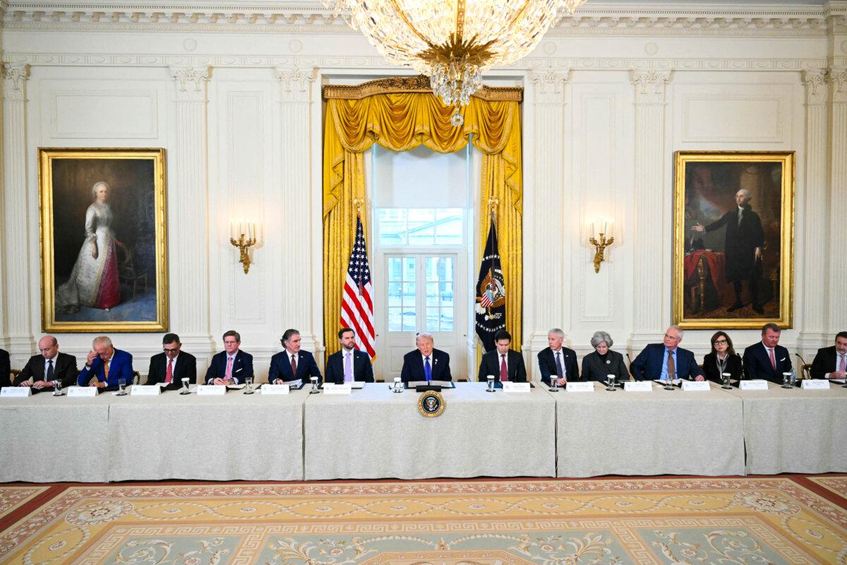 President Donald Trump speaks during a meeting with US oil companies executives in the East Room of the White House in Washington, DC, on Jan. 9, 2026. (Saul Loeb/AFP via Getty Images)