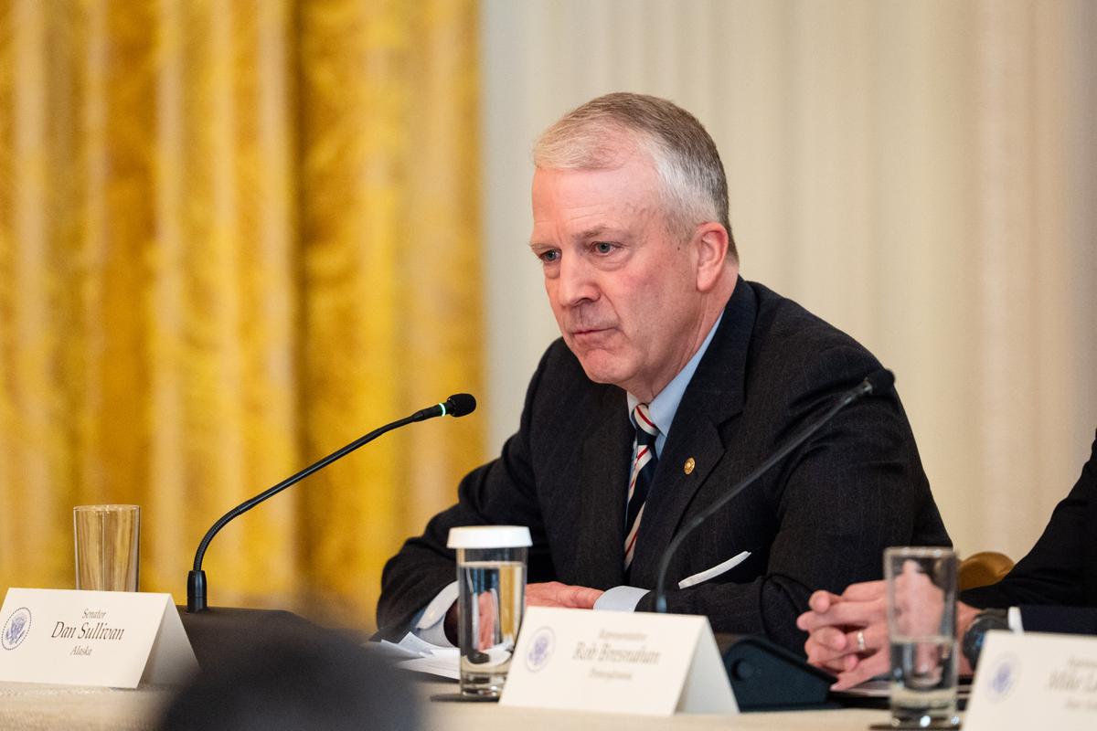 Sen. Dan Sullivan (R-Alaska) speaks during the "Great, Historic Investment in Rural Health Roundtable" in the East Room of the White House on Jan. 16, 2026. (Madalina Kilroy/The Epoch Times)