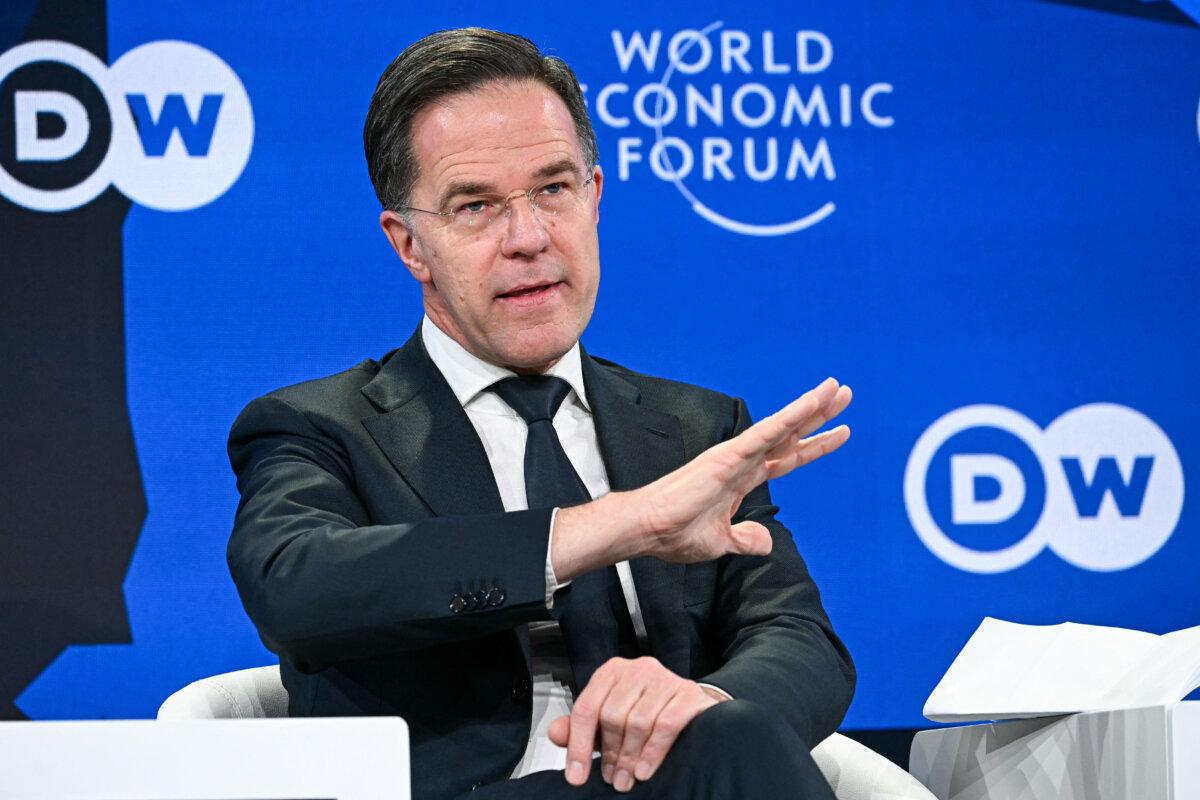 NATO Secretary-General Mark Rutte at the World Economic Forum annual meeting in Davos, Switzerland, on Jan. 21, 2026. (Fabrice Coffrini/AFP via Getty Images)