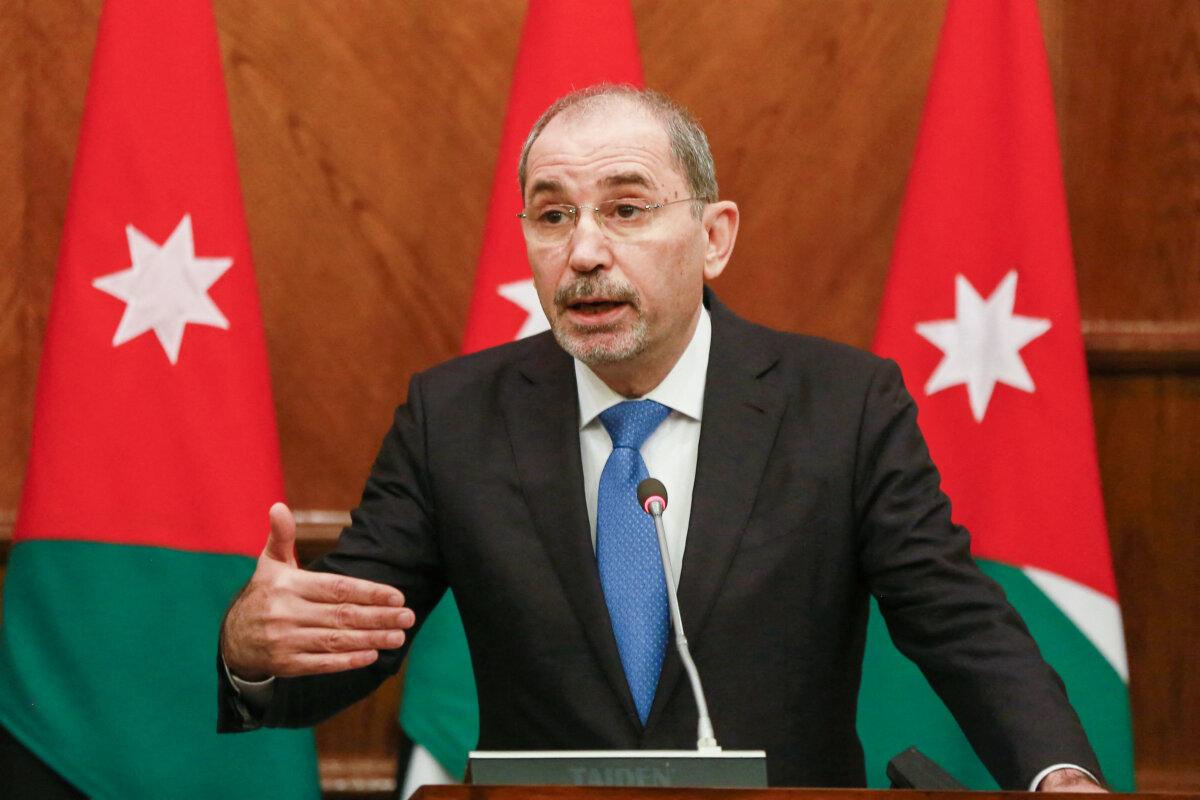 Jordanian Foreign Minister Ayman Safadi speaks during a press conference in Amman, Jordan, on Jan. 3, 2022. (Khalil Mazraawi/AFP via Getty Images)