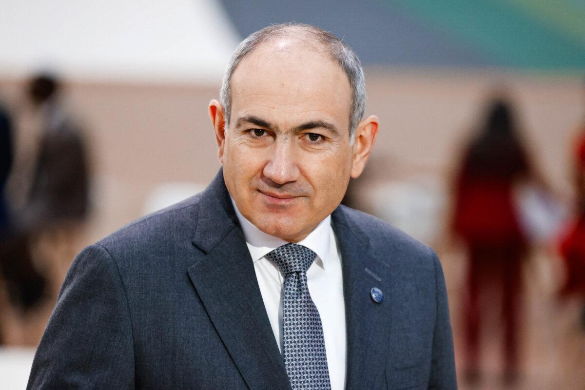 Armenia's Prime Minister Nikol Pashinyan arrives for a plenary session at the Artificial Intelligence Action Summit, at the Grand Palais in Paris on Feb. 11, 2025. (Ludovic Marin/AFP via Getty Images)