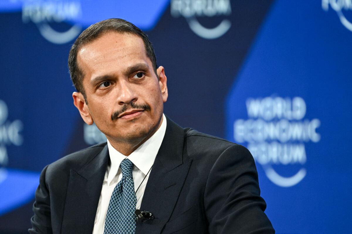 Qatar's Prime Minister and Minister for Foreign Affairs Sheikh Mohammed bin Abdulrahman bin Jassim Al-Thani looks on during the World Economic Forum annual meeting in Davos, Switzerland, on Jan. 20, 2026. (Fabrice Coffrini/AFP via Getty Images)