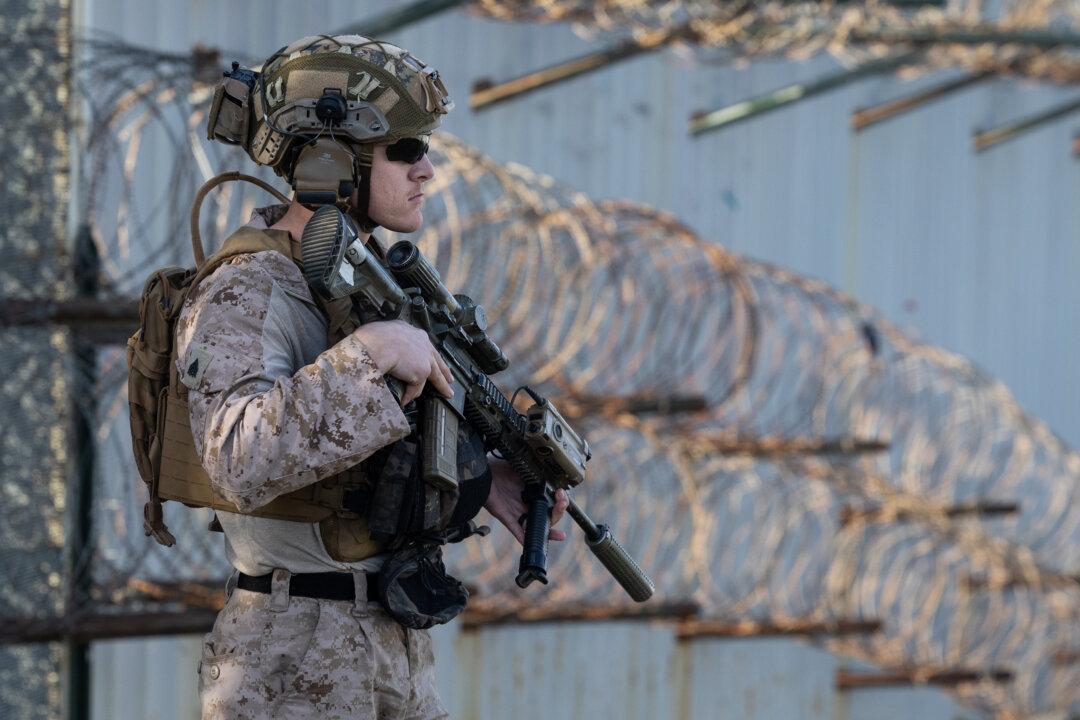 United States Marines (USMC) patrol the U.S/Mexico border near San Deigo, on Jan. 20, 2026. (John Fredricks/The Epoch Times)