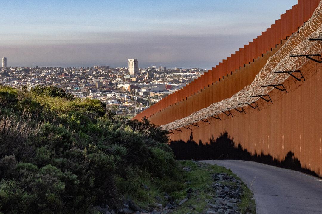 The United States border wall seen from outside of San Diego, on Jan. 20, 2026. (John Fredricks/The Epoch Times)