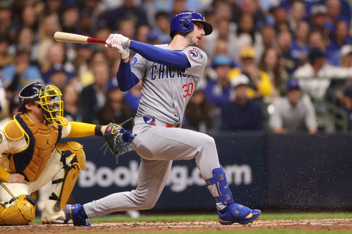 Kyle Tucker #30 of the Chicago Cubs at bat against the Milwaukee Brewers during Game Five of the National League Division Series at American Family Field in Milwaukee, Wis. on Oct. 11, 2025. (Michael Reaves/Getty Images)