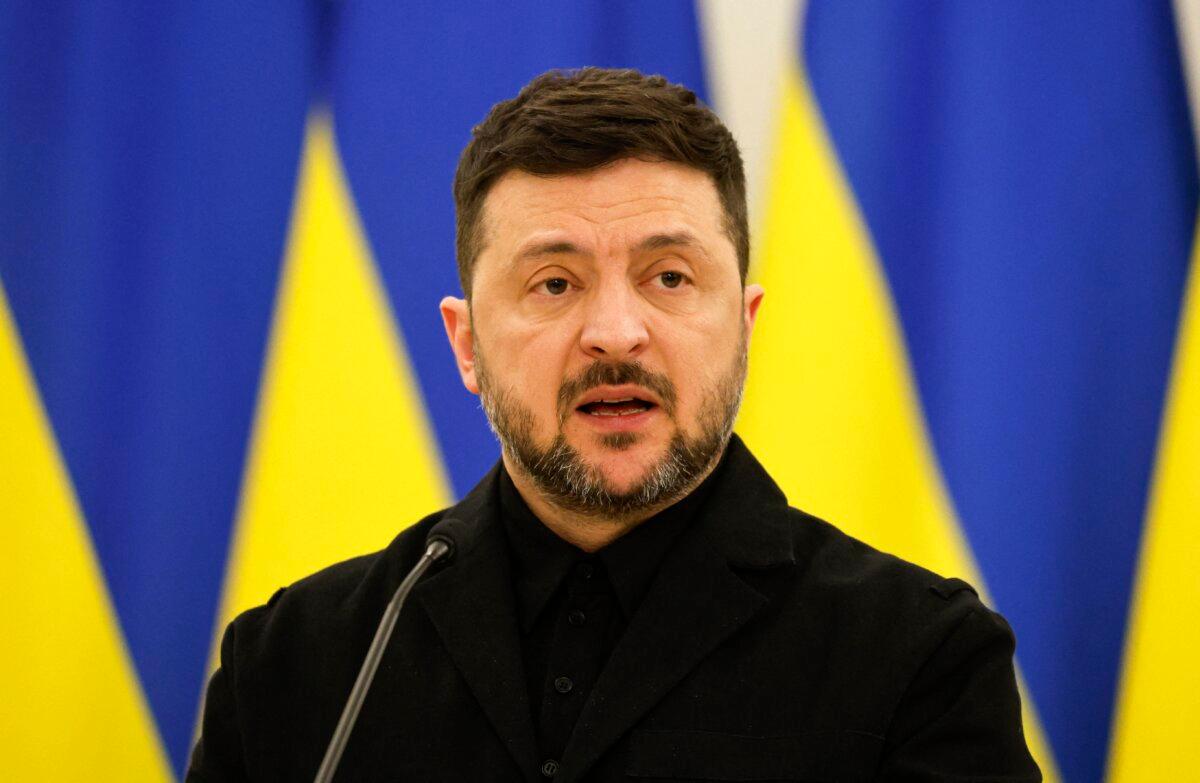 Ukrainian President Volodymyr Zelenskyy speaks during a joint press conference in Vilnius, Lithuania, on Jan. 25, 2026. (Petras Malukas/AFP via Getty Images)