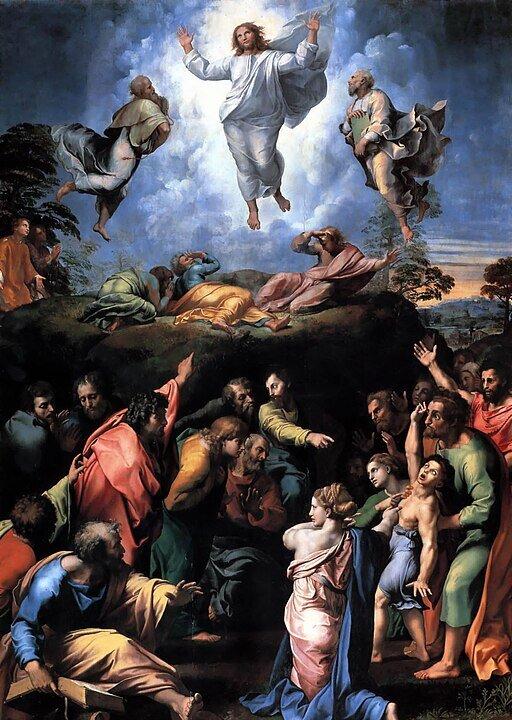 "Transfiguration," 1520, by Raphael. Oil on panel; 160 inches by 110 inches. Pinacoteca Vaticana. (Public Domain)