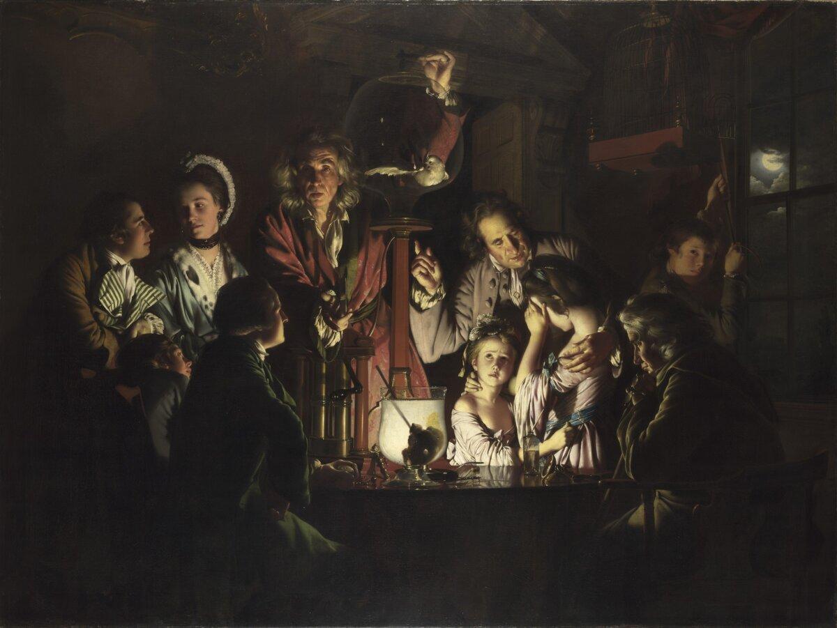 “An Experiment on a Bird in the Air Pump,” 1768, by Joseph Wright of Derby. Oil on canvas; 50 inches by 96 inches. National Gallery, London. (Copyright The National Gallery, London)