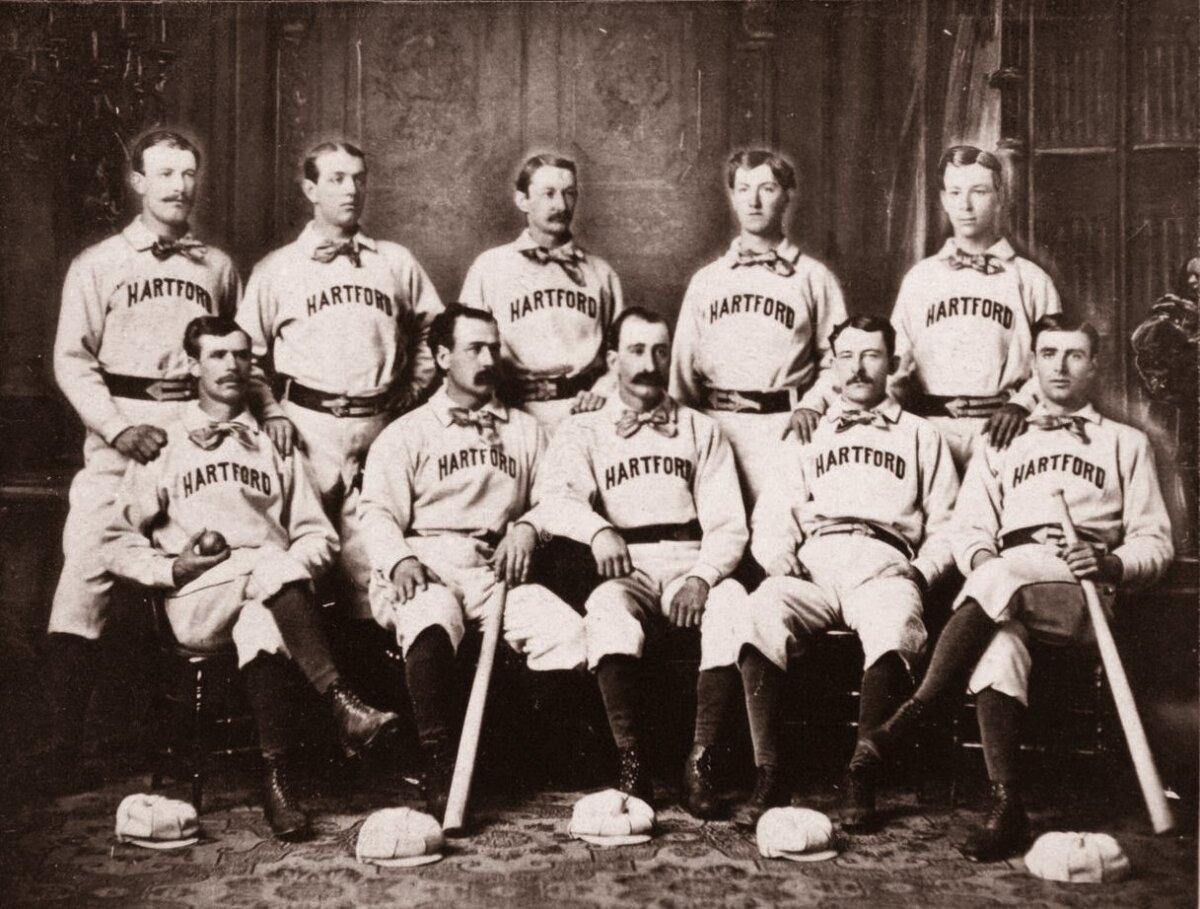 The 1875 Hartford Dark Blues. The Hartford team was one of the charter members of the National League. (Public Domain)