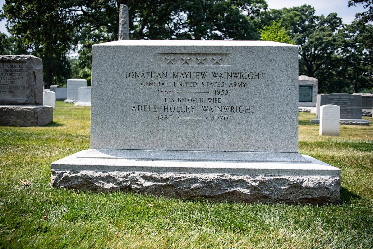 Gravesite of Medal of Honor Recipient U.S. Army Gen. Jonathan Mayhew Wainwright in Section 1 at Arlington National Cemetery, Arlington, Va., June 28, 2023. (U.S. Army photo by Elizabeth Fraser/Arlington National Cemetery/released)