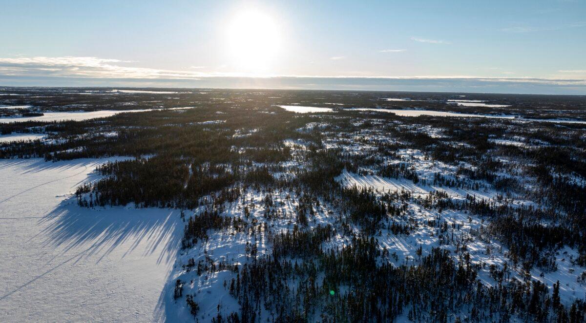 An aerial view of the land surrounding Yellowknife, Northwest Territories, on Jan. 24, 2025. (Sebastien ST-JEAN/AFP)