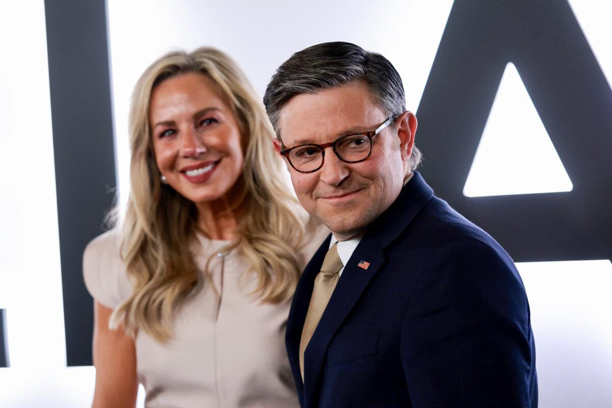 Kelly Lary and House Speaker Mike Johnson (R-La.) attend Amazon MGM's "Melania" World Premiere at The Trump Kennedy Center in Washington on Jan. 29, 2026. (Dimitrios Kambouris/Getty Images)