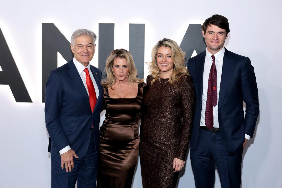 (L–R) Mehmet Oz, Lisa Oz, Daphne Oz, and Oliver Oz attend Amazon MGM's "Melania" World Premiere at The Trump Kennedy Center in Washington on Jan. 29, 2026. (Dimitrios Kambouris/Getty Images)