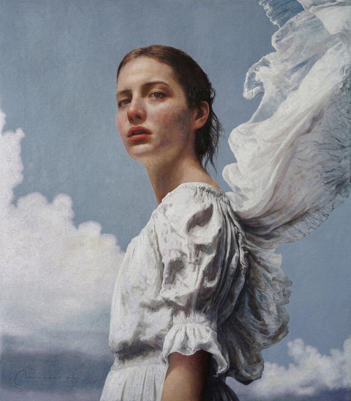 “Angel,” 2024, by Marcos Rey. Oil on linen; 25 1/2 inches by 22 1/4 inches. Recipient of the First Place Imaginative Realism Award and Sheng Xinyu Art Award at the 18th International ARC Salon. (Courtesy of 18th International ARC Salon)