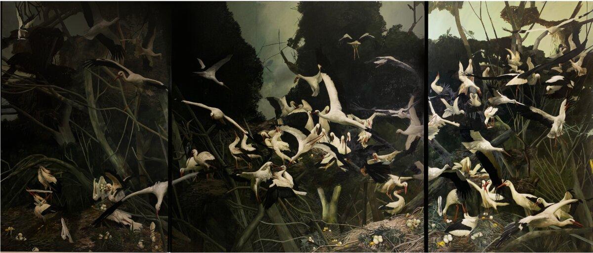 “Felices por Siempre” (Happily Ever After), 2025, by Samanta Rched Abugauch. Oil on linen; 118 inches by 275 1/2 inches. Recipient of the First Place Animals Award at the 18th International ARC Salon. (Courtesy of 18th International ARC Salon)