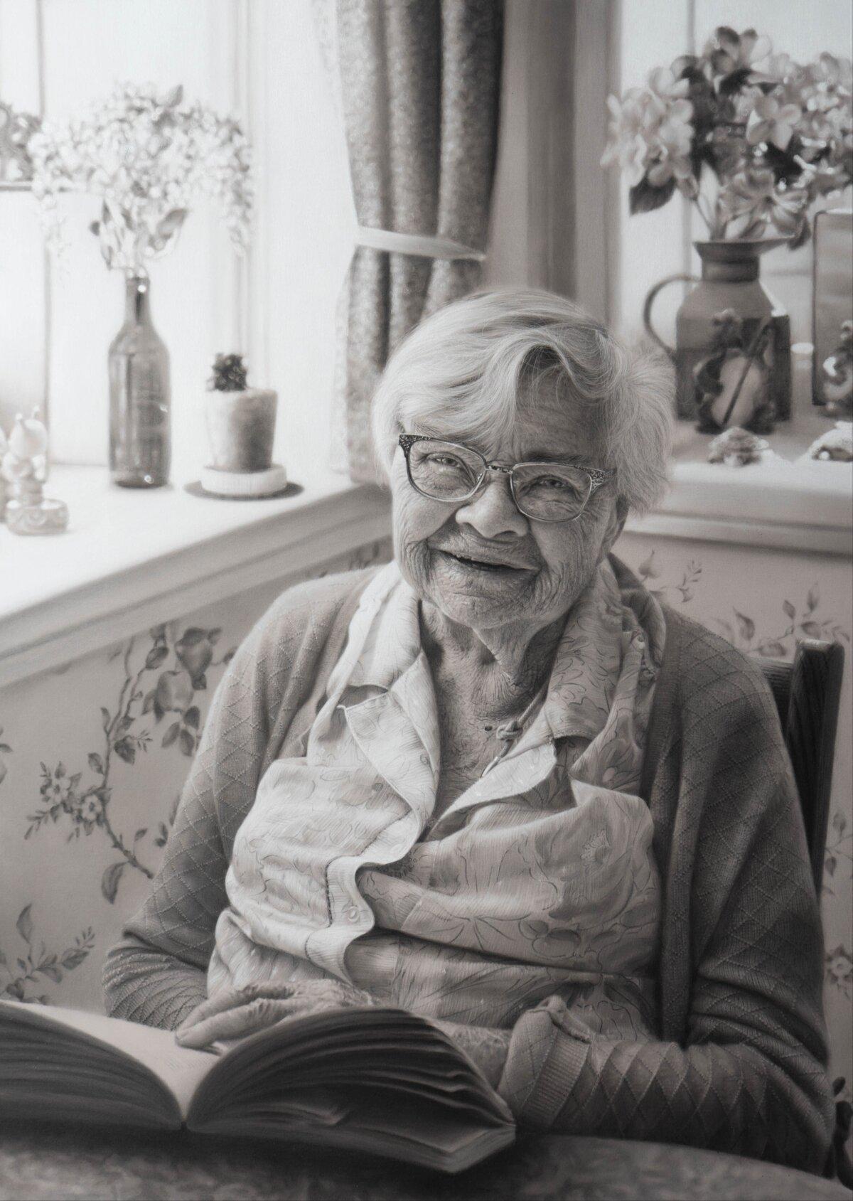 “Happy 100th Birthday Great Grandma Dot!” 2025, by Giselle V. Brown. Charcoal on grey toned paper; 28 inches by 20 inches. Recipient of the First Place Teens Category Award at the 18th International ARC Salon. (Courtesy of 18th International ARC Salon)