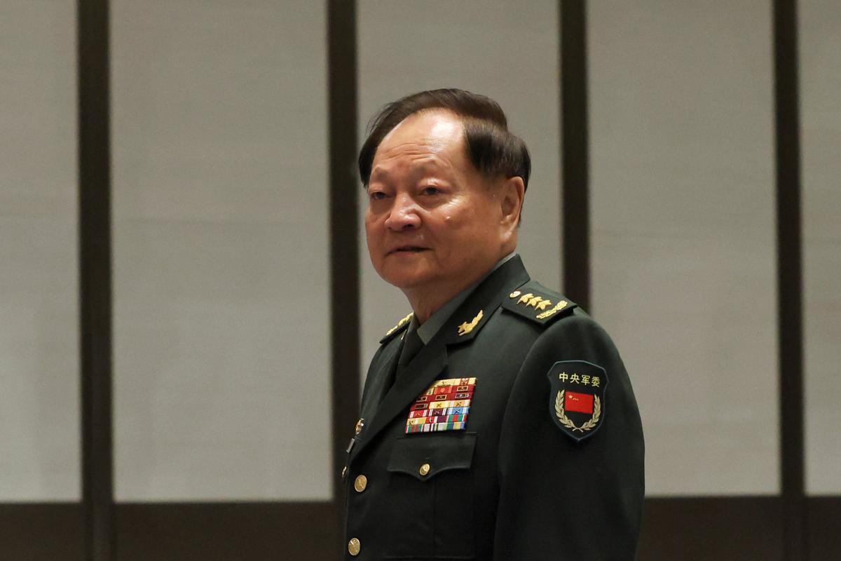 Chinese Central Military Commission (CMC) Vice Chairman Zhang Youxia arrives before the opening ceremony of the Western Pacific Naval Symposium in Qingdao, Shandong province, on April 22, 2024. (Florence Lo/Reuters)
