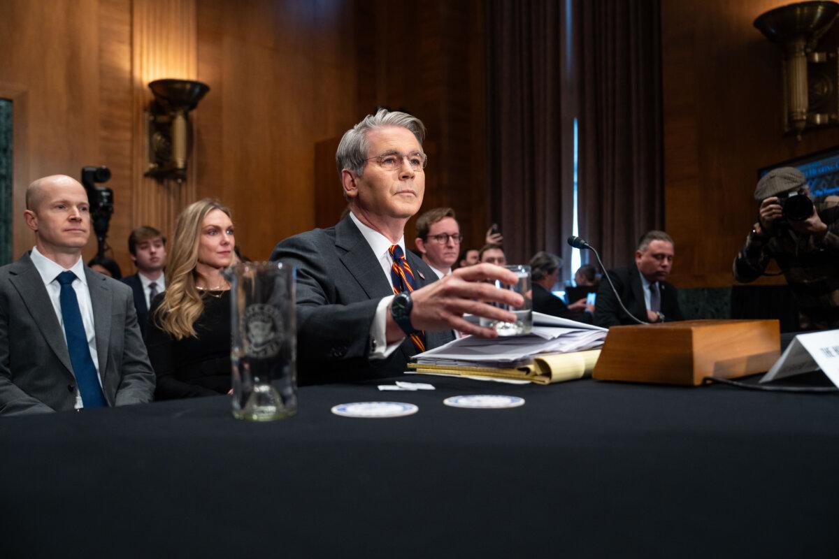 Treasury Secretary Scott Bessent arrives to testify before the Senate Committee on Banking, Housing, and Urban Affairs on Capitol Hill in Washington on Feb. 5, 2026. (Madalina Kilroy/The Epoch Times)