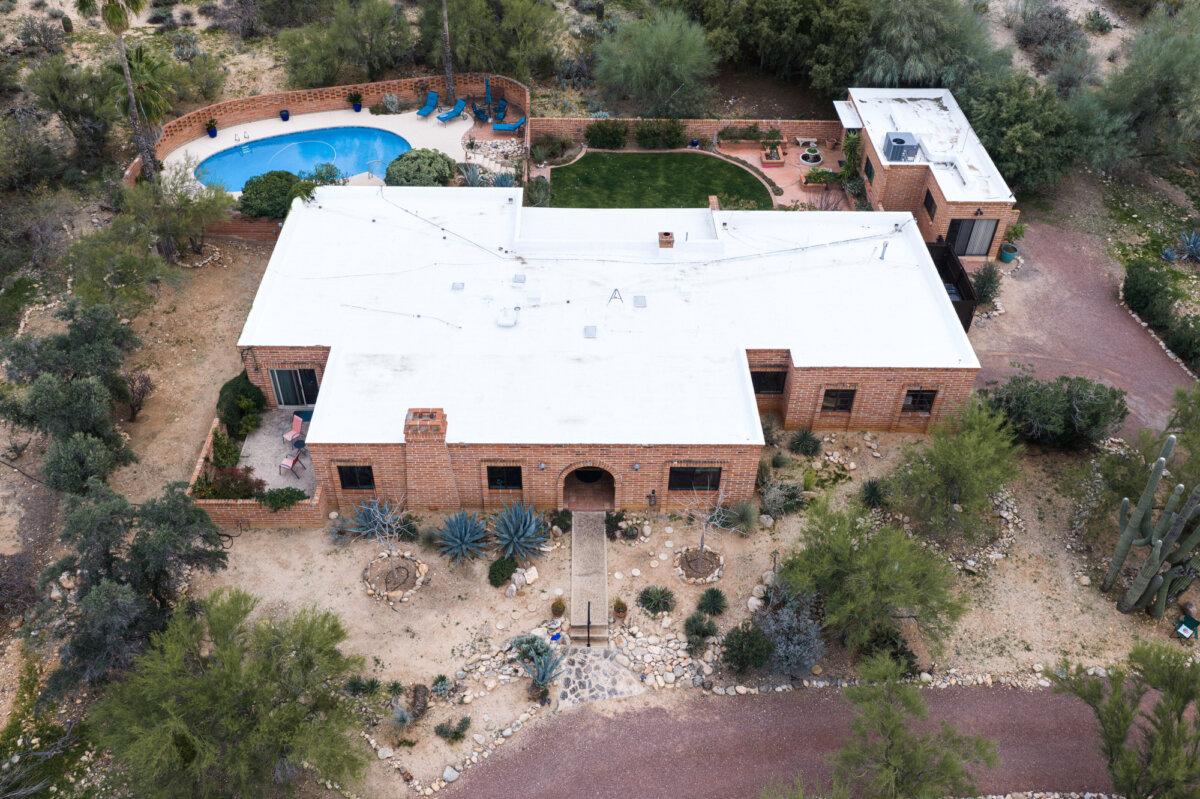 The home of Nancy Guthrie, the missing mother of “Today” show host Savannah Guthrie, is seen from above in Tucson, Ariz, on Feb. 5, 2026. (AP Photo/Caitlin O'Hara)
