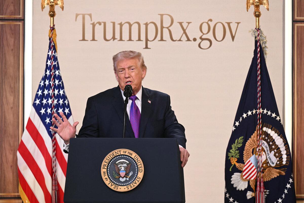 President Donald Trump speaks to introduce the new TrumpRx website in the South Court Auditorium of the White House on Feb. 5, 2026. (Saul Loeb/AFP via Getty Images)