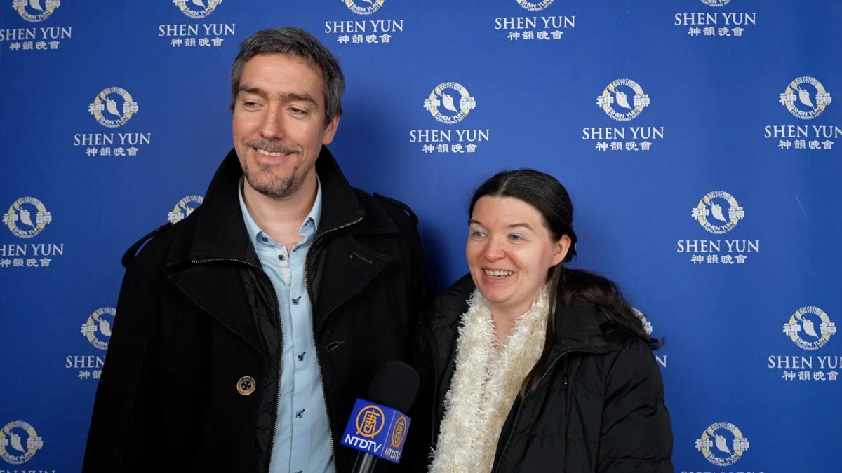 Léonore Walch, a schoolteacher, and Jonathan Girard, an IT manager, came to experience Shen Yun in Strasbourg on Feb. 4, 2026. (NTD)