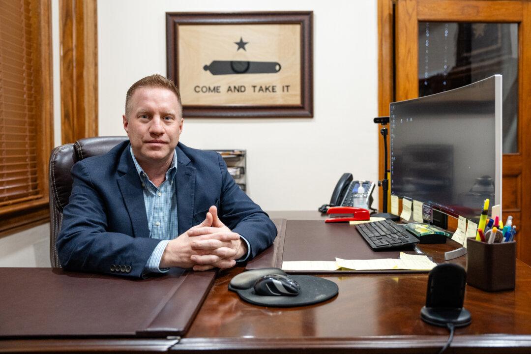 Brent Smith, Kinney County attorney, in Brackettville, Texas, on Jan. 30, 2026. The surge of illegal immigration under the Biden administration drained resources and changed the lifestyle of Brackettville. (Samira Bouaou/The Epoch Times)