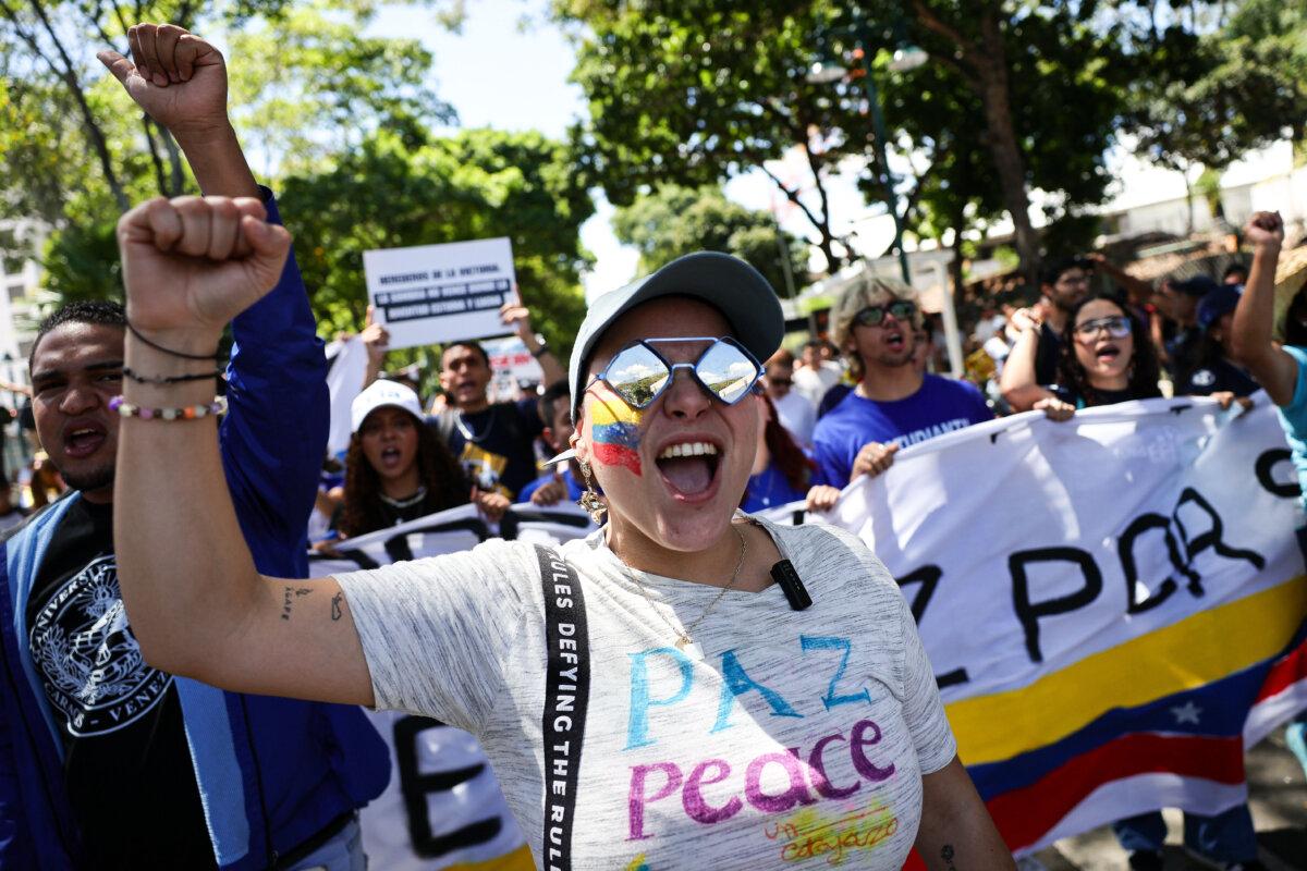 University students protest as part of Youth Day in Caracas, Venezuela, on Feb. 12, 2026. (Jesus Vargas/Getty Images)