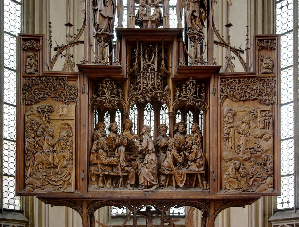 The celebrated "Holy Blood" altarpiece by Tilman Riemenschneider at the St. James's Church in Rothenburg ob der Tauber, Germany. (Public Domain)