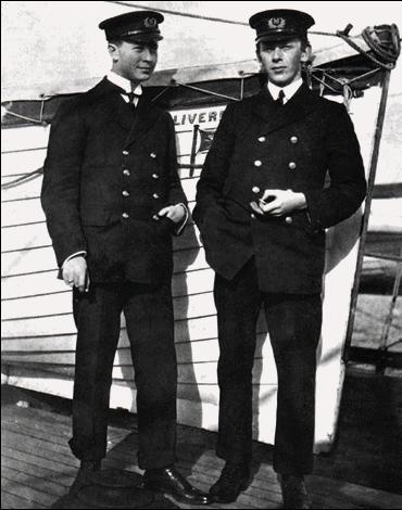 Titanic wireless operators Harold Bride (L) and Jack Phillips transmitted warning signals in the ship's final hours. (Public Domain)