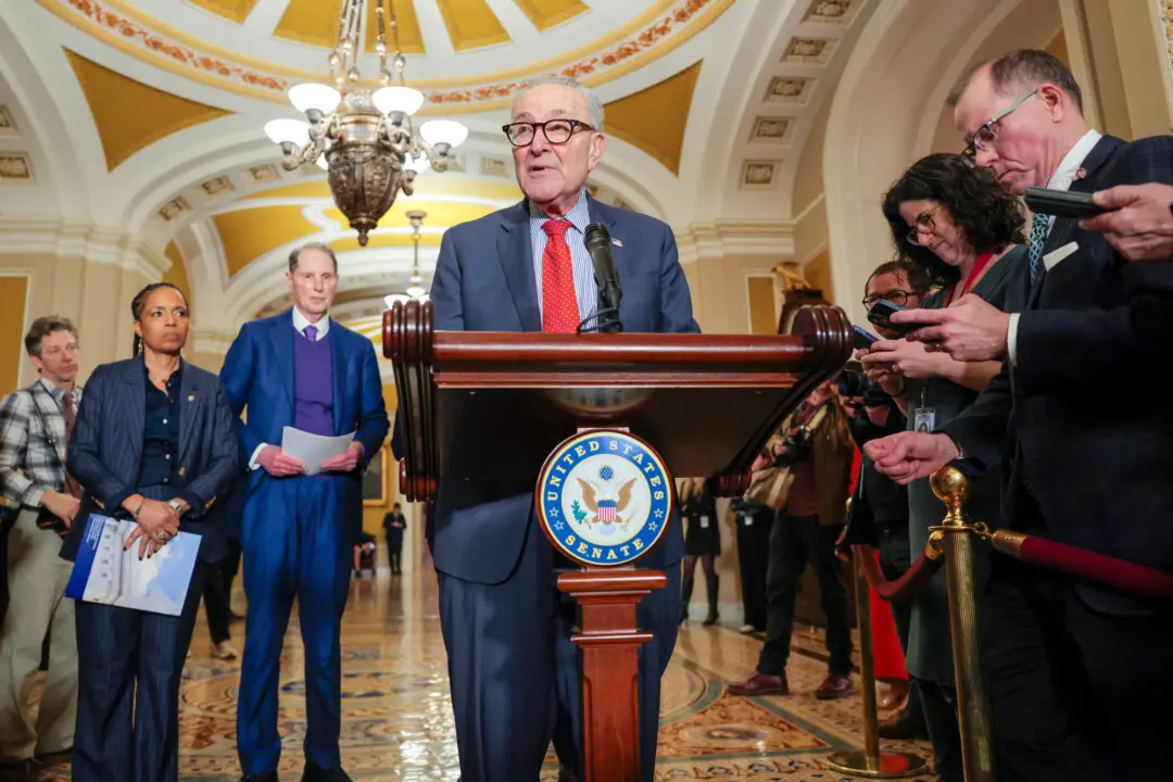 U.S. Senate Minority Leader Chuck Schumer (D-N.Y.) speaks to reporters following a Senate Democratic policy luncheon at the U.S. Capitol on Dec. 9, 2025. Democrats are pushing to extend the Affordable Care Act’s enhanced subsidies. (Heather Diehl/Getty Images)