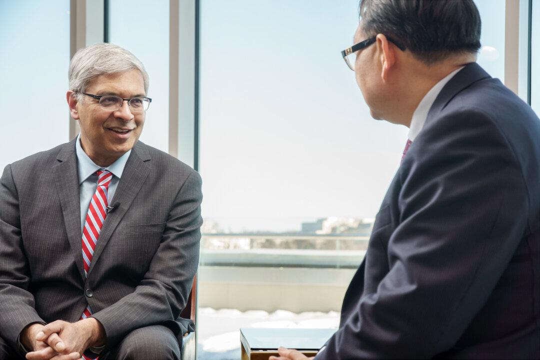 Dr. Jay Bhattacharya, director of the National Institutes of Health, in Washington, on Feb. 8, 2026. (Irene Luo/The Epoch Times)