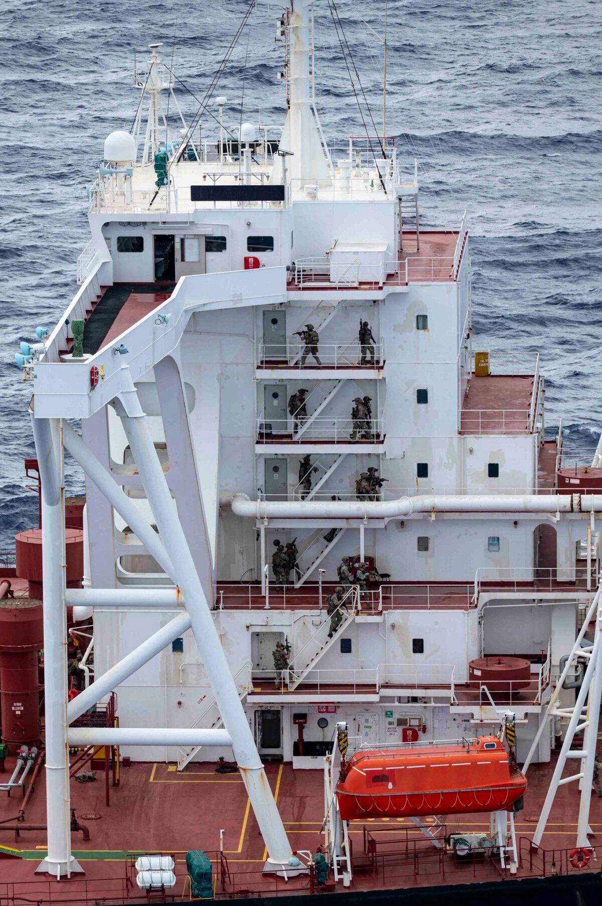 Military forces intercepted the Veronica III in the Indo-Pacific military region without incident on Feb. 15, 2026. (U.S. Department of War)