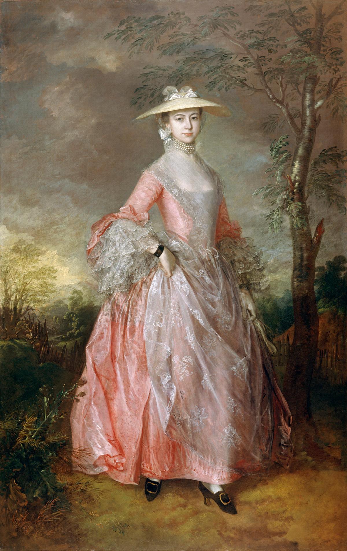 A portrait of Mary, Countess Howe, 1763–1764, by Thomas Gainsborough. Oil on canvas; 94 15/16 inches by 60 3/4 inches. English Heritage, Kenwood House, London. (Copyright Historic England/Bridgeman Images)