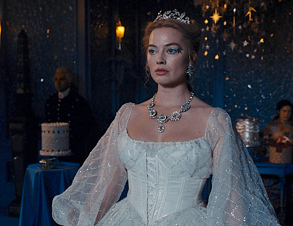 Cathy (Margot Robbie) has second thoughts in "Wuthering Heights." (Warner Bros. Pictures)