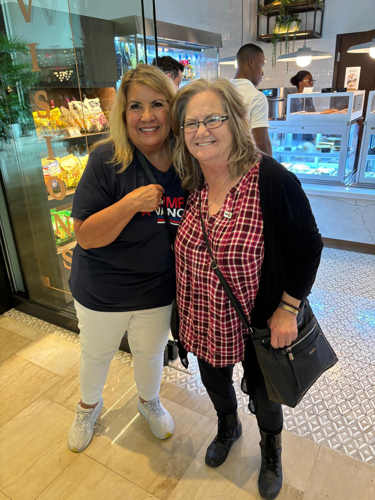 Cheryl Bowman (L), who is Vice President JD Vance's stepmother, and Beverly Aikins (R), who is Vance's mother, appear in this undated photo. The two women have become friends. (Courtesy of Cheryl Bowman)