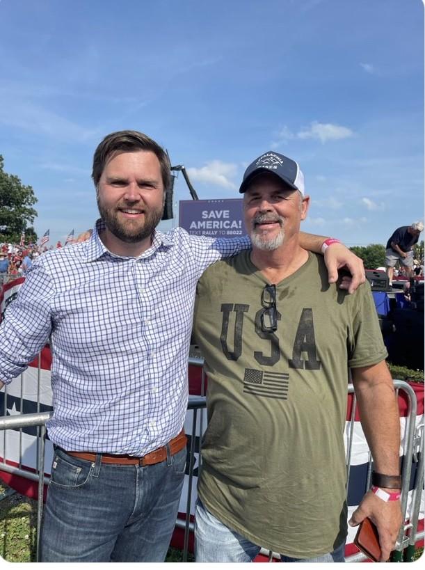 Vice President JD Vance and his father, Donnie Bowman, were together often during Vance's Senate campaign in 2022. (Courtesy of Cheryl Bowman)