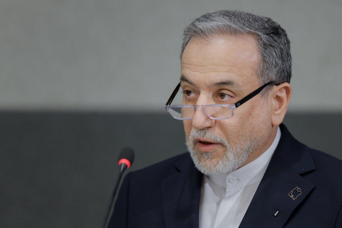 Iranian Foreign Minister Abbas Araghchi delivers a speech during a session of the U.N. Conference on Disarmament on the sidelines of a second round of U.S.–Iranian talks, in Geneva, on Feb. 17, 2026. (Valentin Flauraud/AFP via Getty Images)