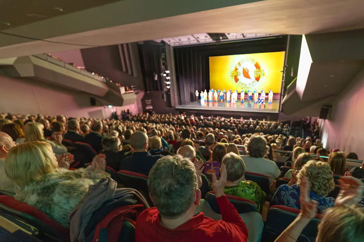 An audience watches Shen Yun Performing Arts at Venue Cymru in Llandudno, Wales, on Feb. 14, 2026. (The Epoch Times)