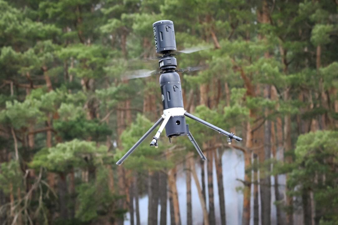 A drone of an AI-based drone system is pictured during a presentation in Eberswalde, Germany, on March 27, 2025. (Ralf Hirschberger/AFP via Getty Images)