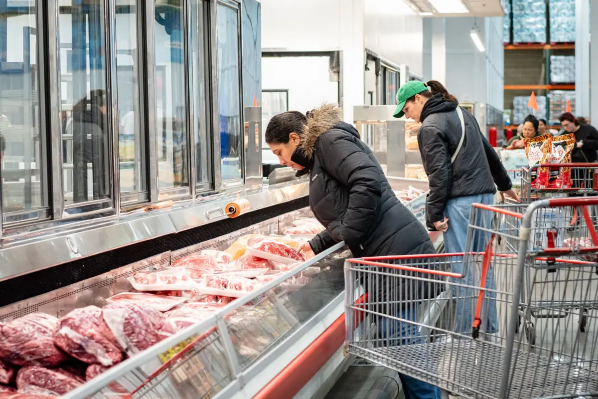People shop for meat at a store in Mount Laurel, N.J., on Feb. 5, 2025. (Samira Bouaou/The Epoch Times)